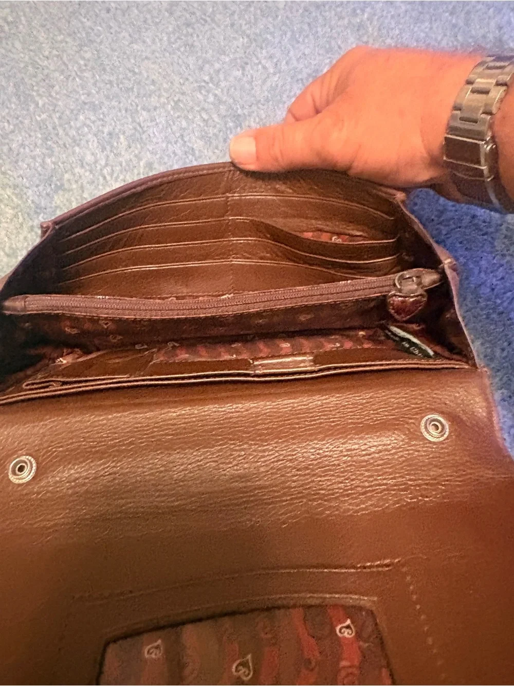 Brighton Gina Croc Leather Organizer Clutch Wallet Brown Rare Vintage Y2K